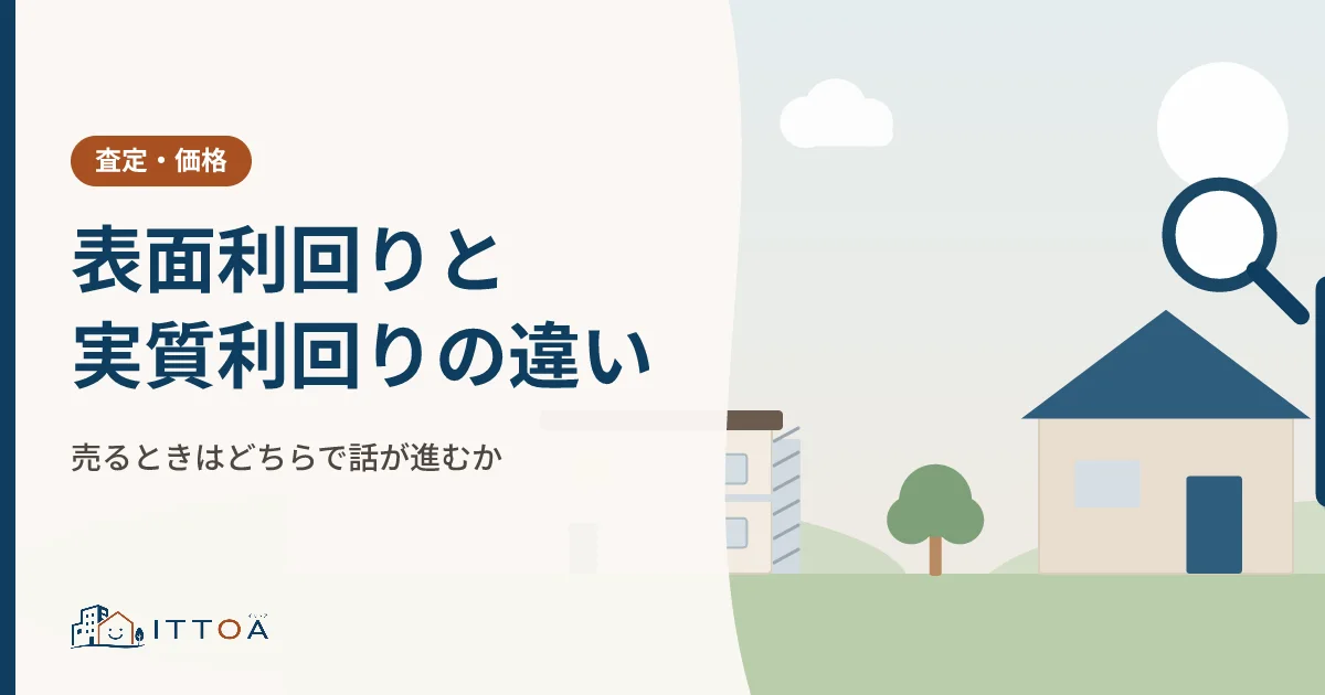 表面利回りと実質利回りの違い。売るときはどちらで話が進むかのイメージ