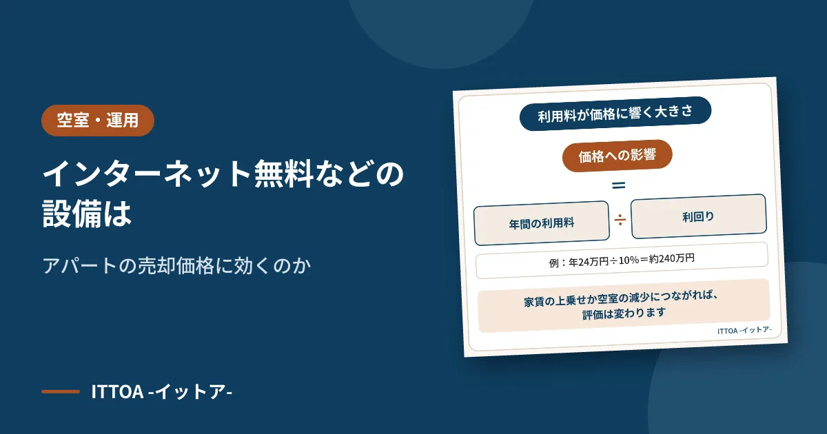 インターネット無料などの設備は、アパートの売却価格に効くのかのイメージ